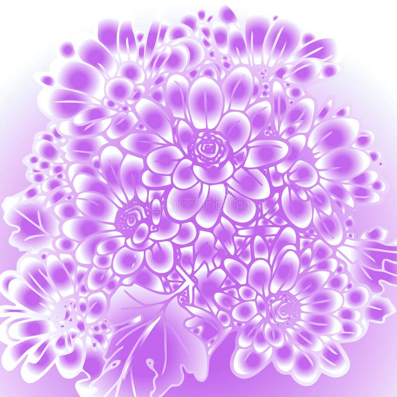 Abstract Purple Background with Flowers Stock Illustration