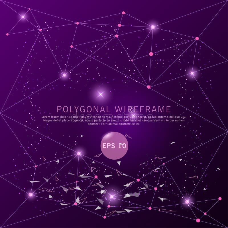 Abstract Purple Background Futuristic Wire Frame. Stock Vector ...