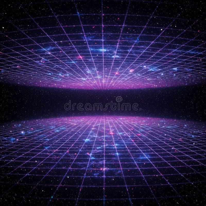 Abstract Purple and Blue Cosmic Grid in Space vector illustration
