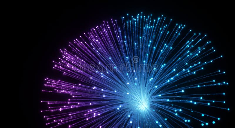 Abstract Purple and Blue Fiber Optic Light Burst royalty free illustration