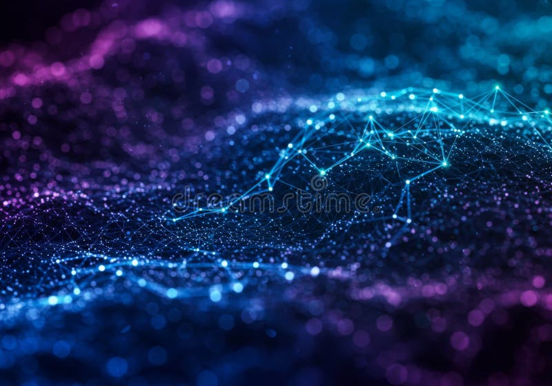 Abstract Purple Blue Network Data Wave Background royalty free illustration