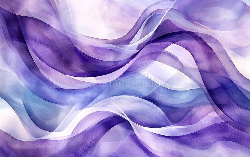 Abstract purple and blue wave pattern artwork with soft flowing lines creating a serene and calming atmosphere vector illustration