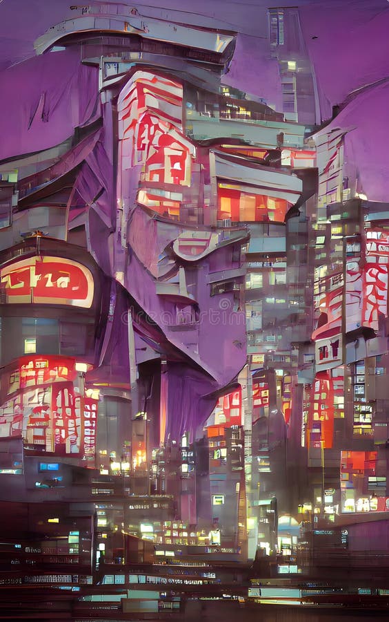 Abstract Purple City of the Future Collaboration with Wombo Artificial ...