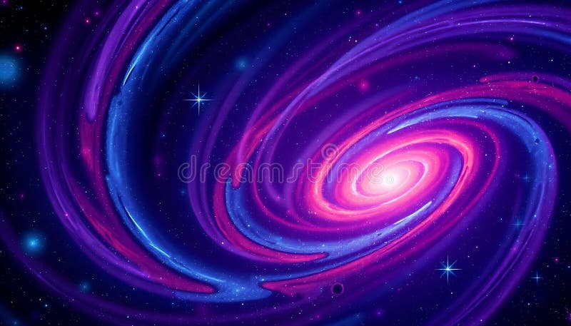 Abstract purple galaxy swirl, cosmic art design, Stock Photo, Generative AI stock illustration