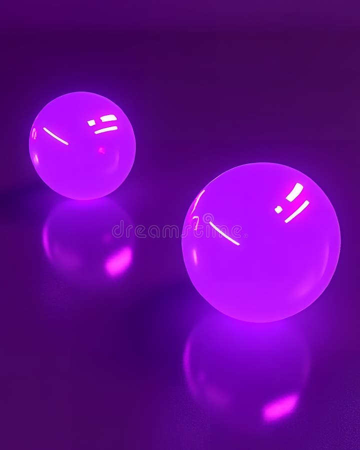 Abstract Purple Glowing Spheres Digital Art Background 3D Neon Dark Mood Light Image Light royalty free illustration