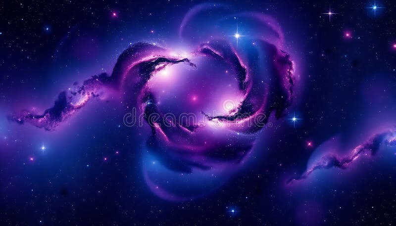 Abstract purple nebula galaxy, cosmic space art, Stock Photo, Generative AI royalty free illustration