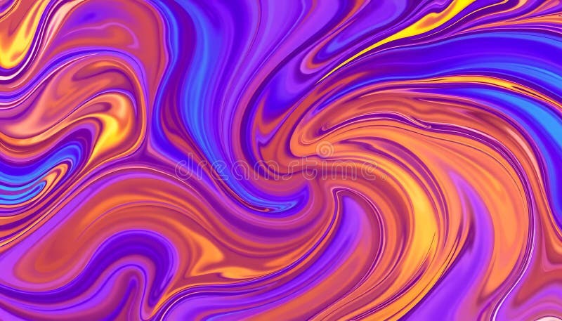 Abstract purple orange swirl, vibrant fluid art, Stock Photo, Generative AI stock illustration