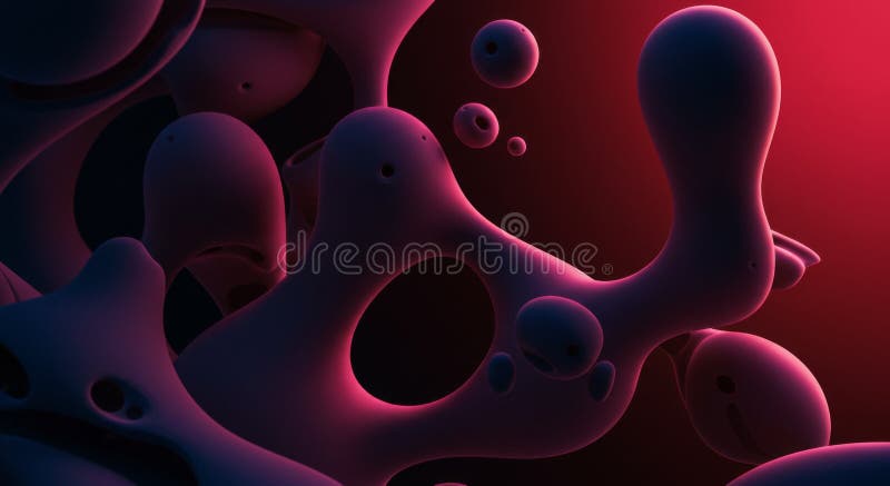 Abstract Purple and Pink 3D Fluid Shapes stock illustration