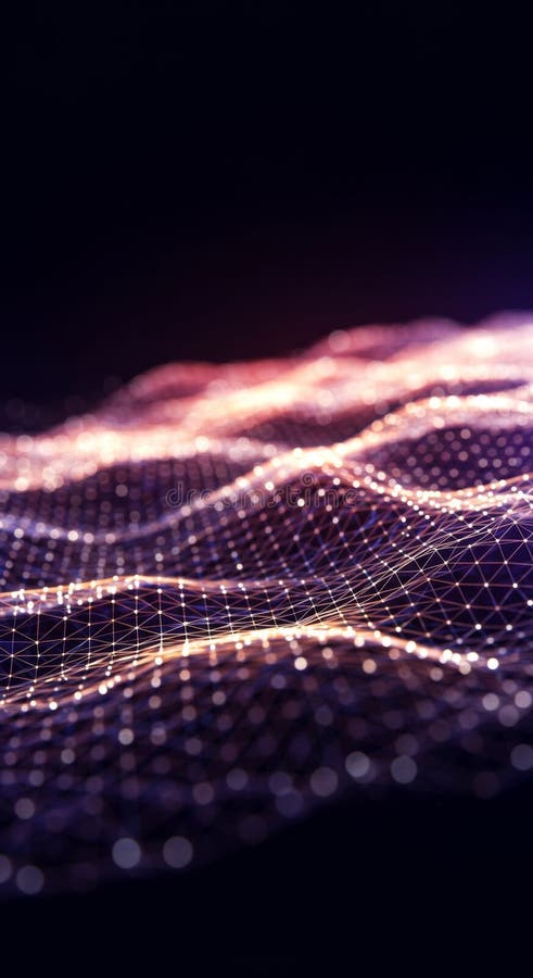 Abstract Purple and Pink Glowing Waves Background stock illustration