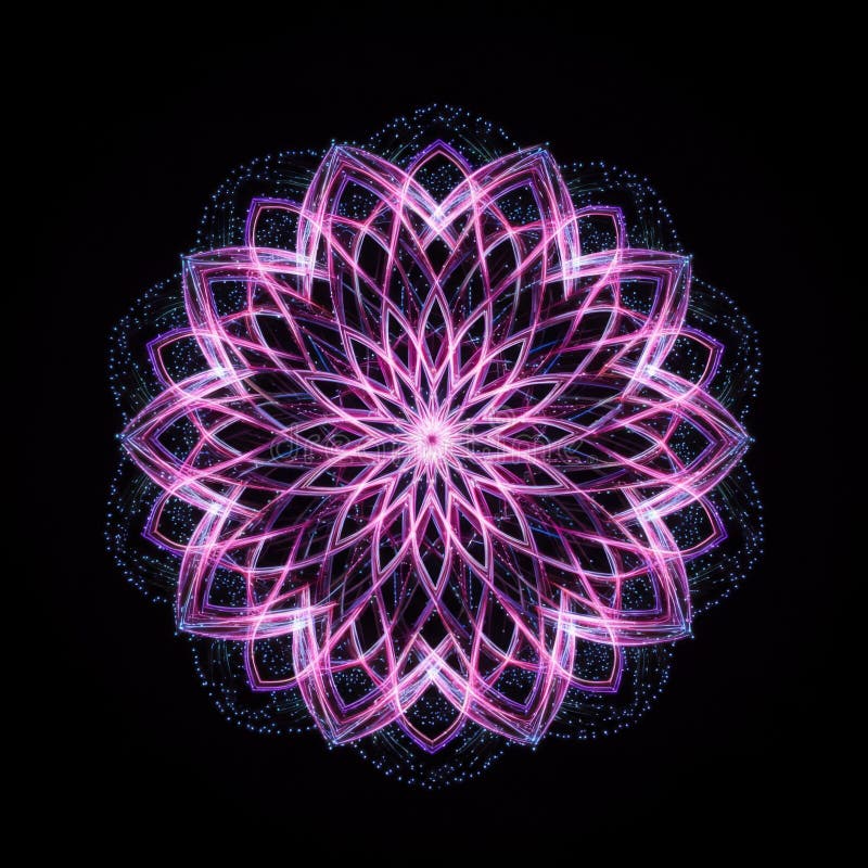 Abstract Purple Pink Mandala with Glowing Sparkle vector illustration