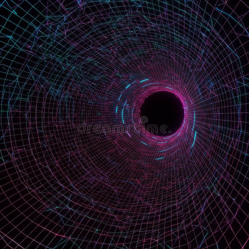 Abstract Purple Pink Neon Glowing Tunnel royalty free illustration