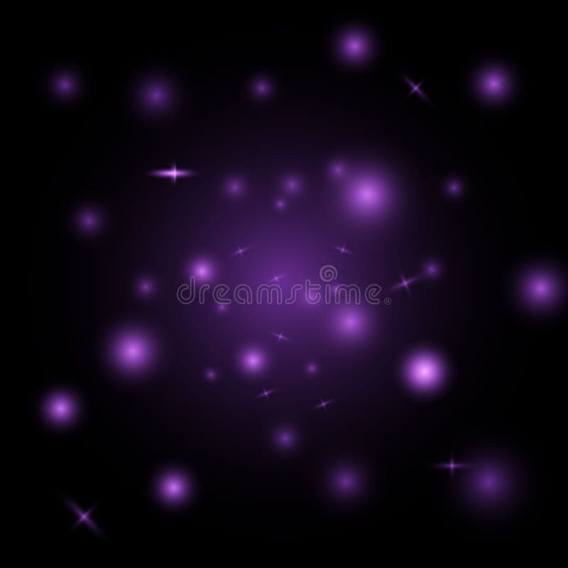 Abstract Purple Sky Background with Glowing Stars Vector Illustration