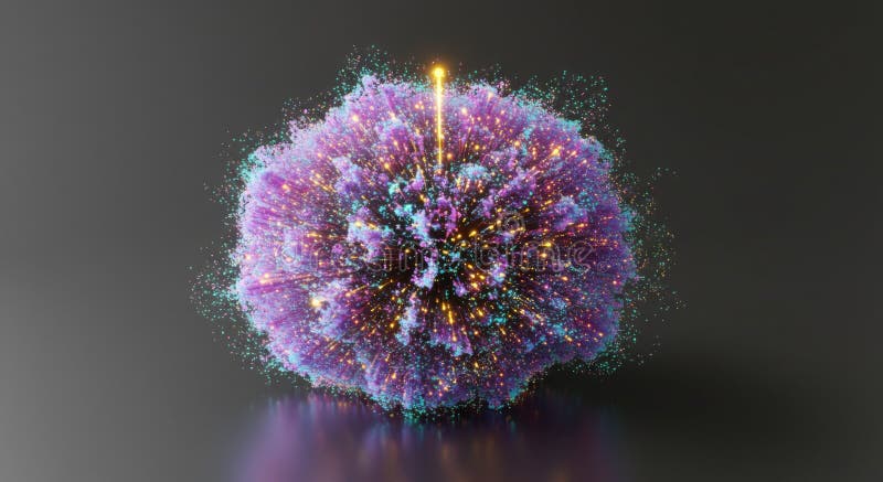 Abstract Purple Sphere with Glowing Particles royalty free illustration