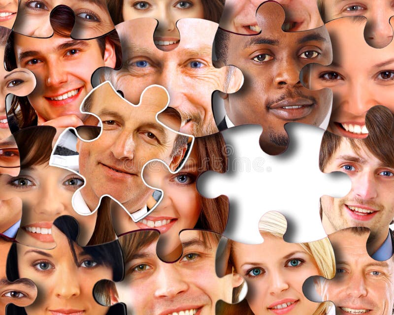 Abstract puzzle-people background