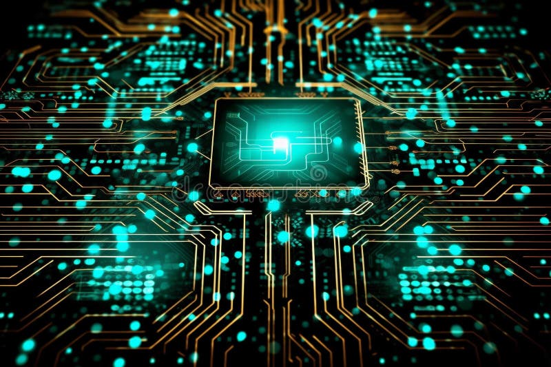 Abstract Quantum Circuit Board Illustration, AI Generative royalty free illustration