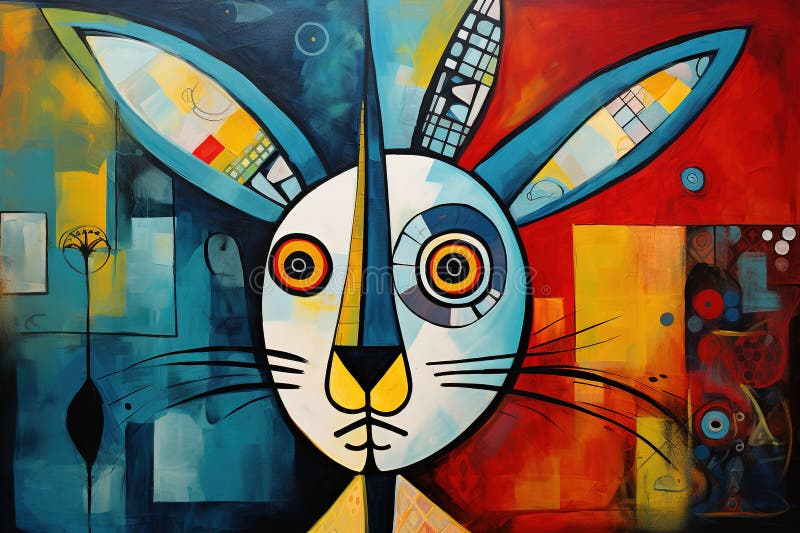 Abstract Rabbit Painting in the Style of Pablo Picasso. Animals Art ...