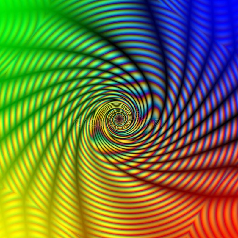 Abstract rainbow concentric spiral