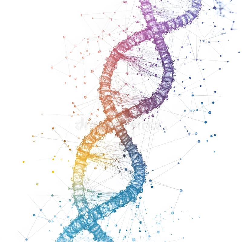 Abstract Rainbow DNA Helix Digital Art illustrazione vettoriale