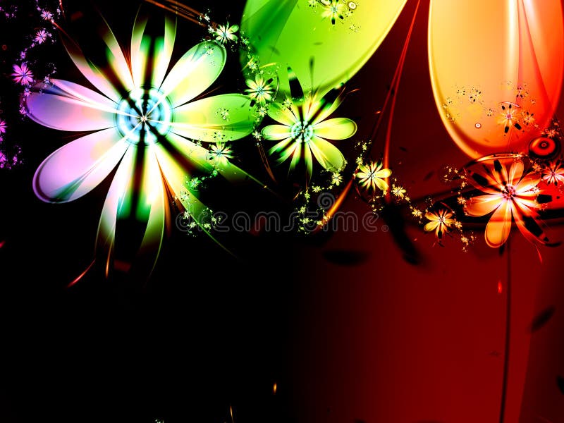 Abstract Rainbow Fractal Flower Dark Background