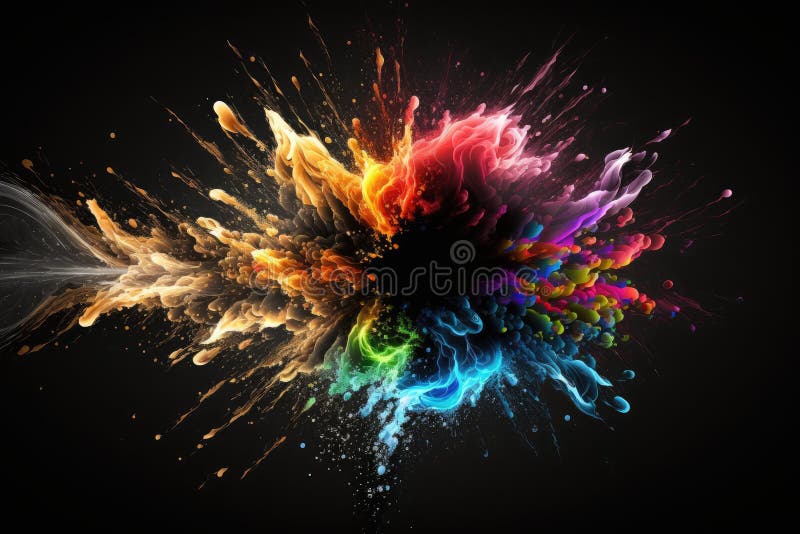 Abstract Rainbow Gas Explosion with Beautiful Patterns and Trails on