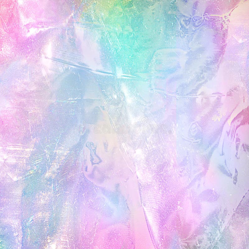 Abstract rainbow holographic foil texture. Trendy magic background with pastel colours