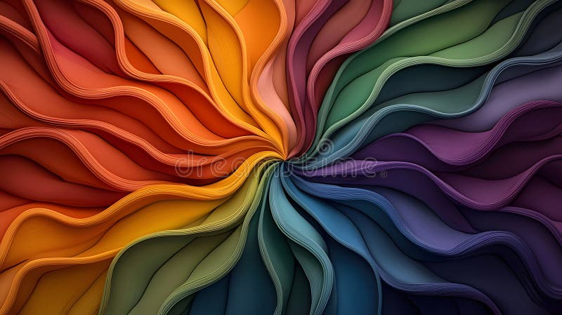 Abstract Rainbow Wave Pattern Vibrant 3D Digital Art vector illustration