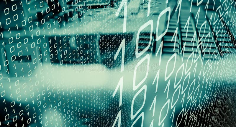 Abstract random binary code, internet encrypting vector illustration