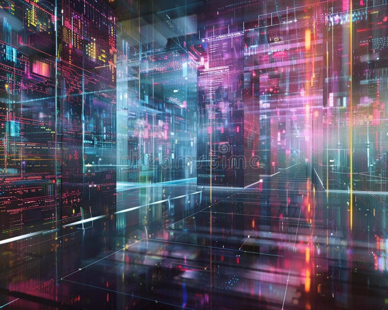 An abstract realm where machine learning algorithms constantly evolve and validate in a holographic lab. GenerativeAI illustration
