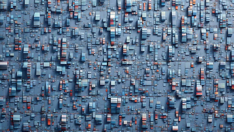 Abstract Rectangular Block Pattern in Blue and Orange background, wallpaper hd vector illustration