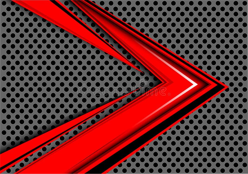 Abstract red arrow speed overlap on gray circle mesh design modern futuristic background vector. stock illustration Abstract red arrow speed overlap on gray circle mesh design modern futuristic background vector. stock illustration