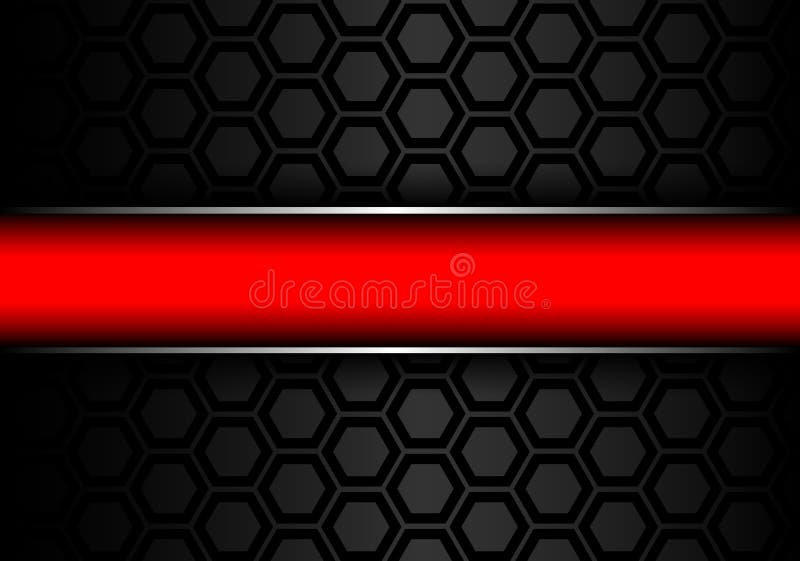 Abstract Red Banner Silver Line on Black Metal Hexagon Mesh Pattern Design  Modern Futuristic Background Vector Stock Vector - Illustration of frame,  design: 132088290