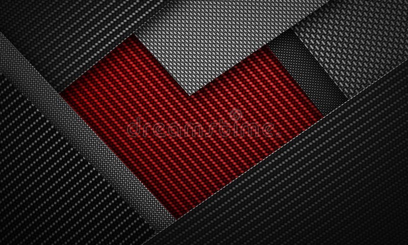 Abstract red black carbon fiber textured heart shape material de
