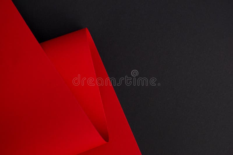 Abstract Red and Black Curved Colored Paper Background Stock Image