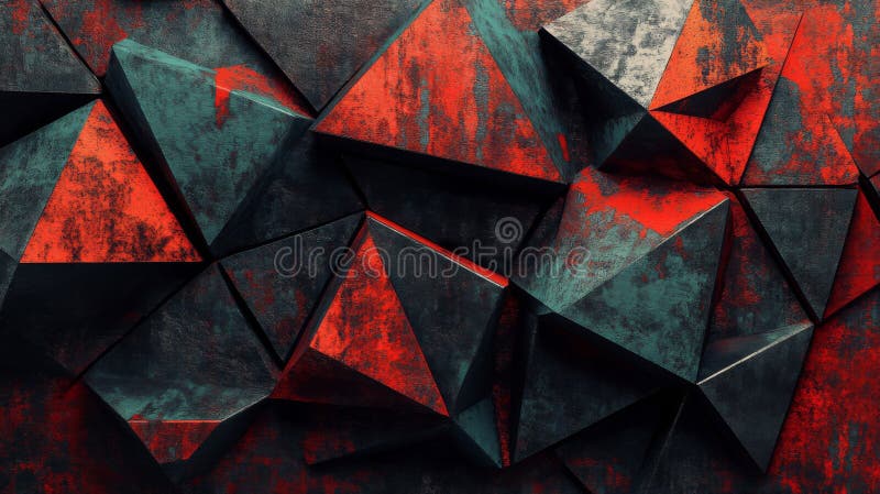 Abstract Red Black Green Triangular Geometric Texture vector illustration