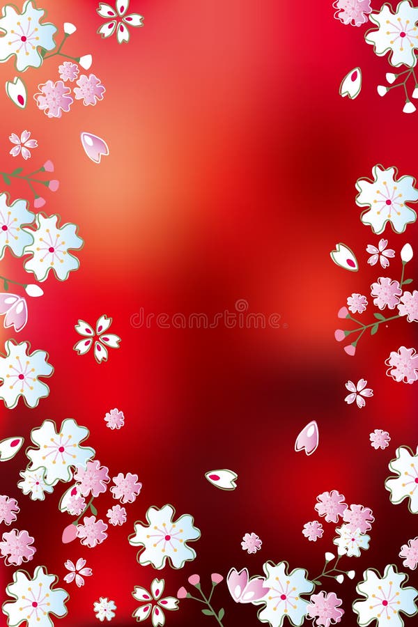 Abstract red blossoms background stock illustration