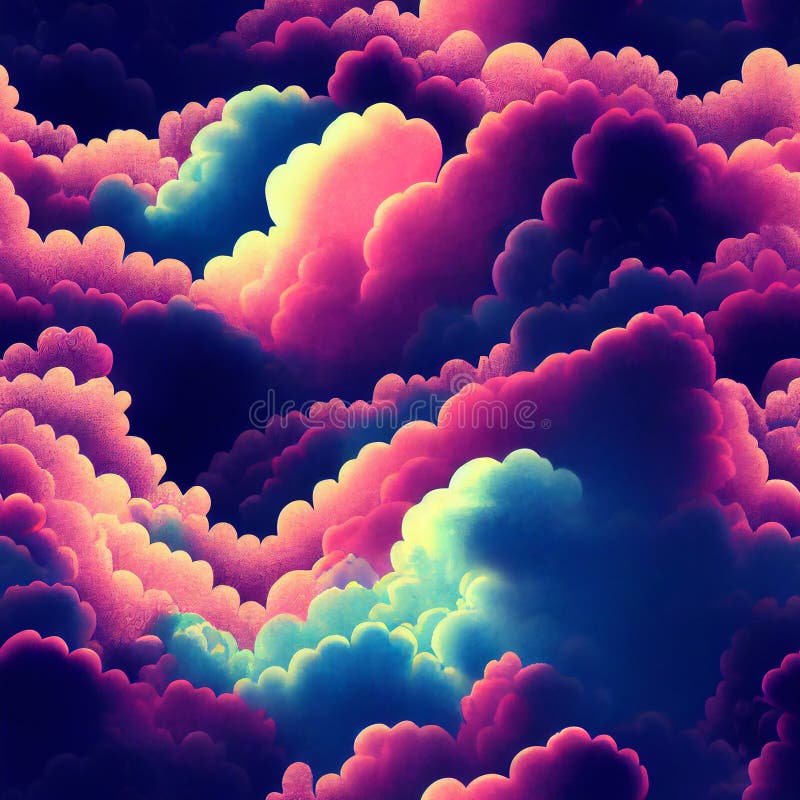 Abstract Red and Blue Clouds Pattern Stock Illustration Illustration