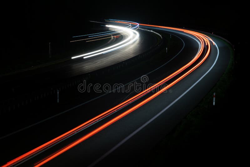 Abstract Red Car Lights at Night. Long Exposure Stock Image Image of