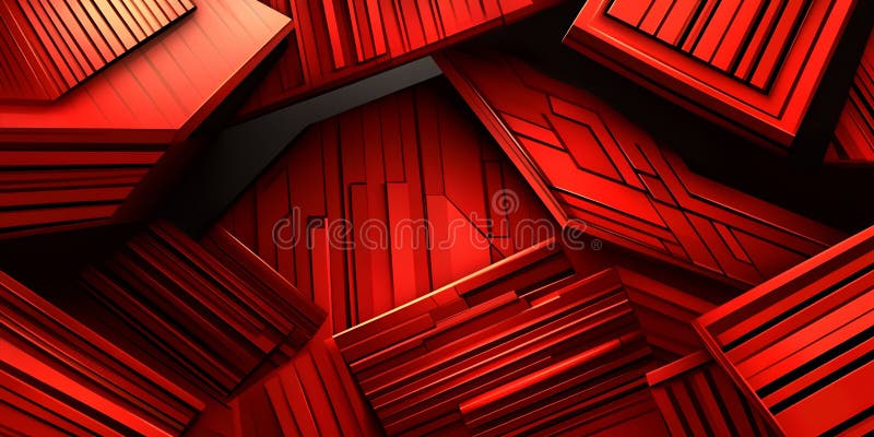 Abstract Red Geometric Shapes Background Modern Design 3D Render royalty free illustration