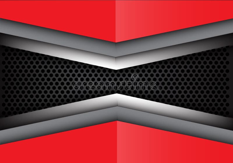 Abstract red gray metal overlap on circle mesh design modern background texture vector. vector illustration
