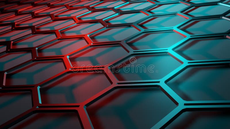 Abstract red green light metallic hexagon mesh pattern design modern futuristic technology background illustration.