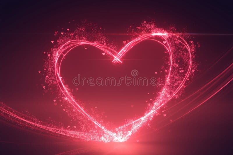 Abstract Red Heart Glows with Love, Magic Lines on Dark Stock Illustration - Illustration of ...