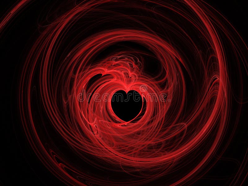 Abstract red hearts on black background