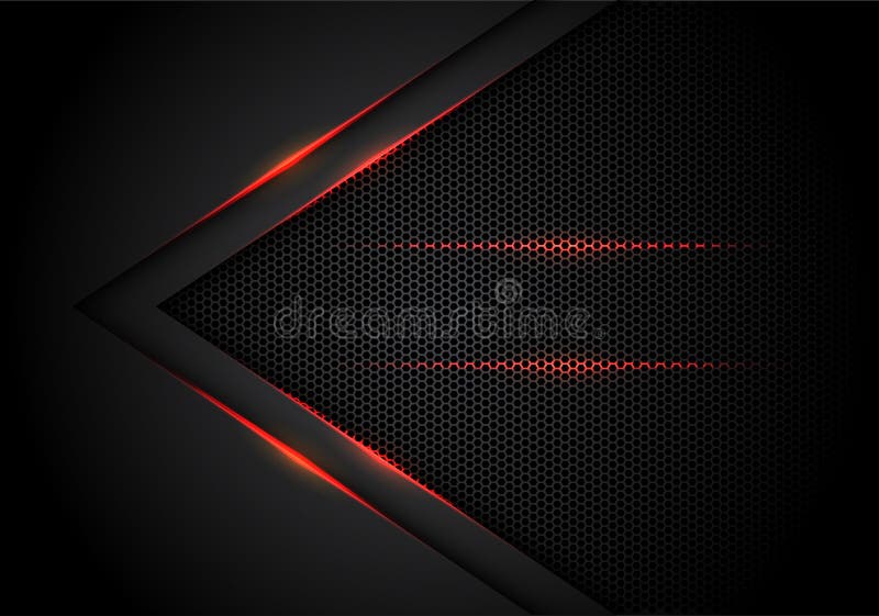 Abstract red light arrow on black with hexagon mesh design modern luxury futuristic technology background vector