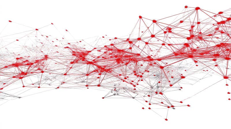 Abstract Red Network Connection, Complex Data Visualization, Digital Communication, Technology Background, Internet Web, Global royalty free stock photos