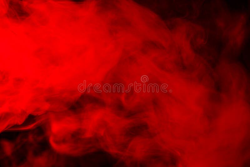 Abstract red-orange smoke hookah on a black background.