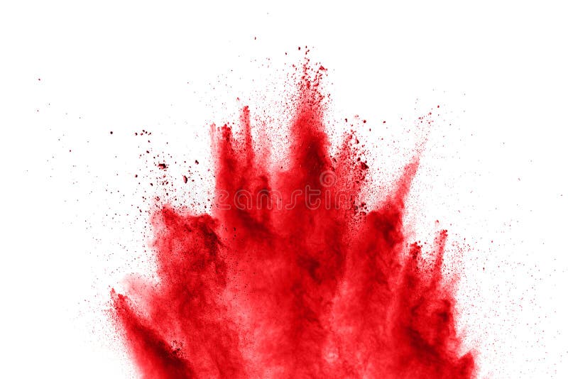 Abstract red powder explosion on white background. abstract red dust splattered on background. stock images Abstract red powder explosion on white background. abstract red dust splattered on background. stock images