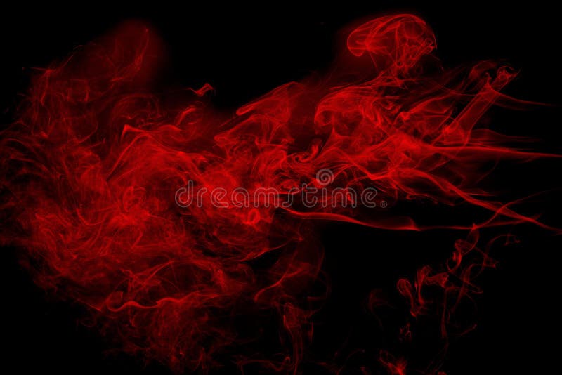 Abstract red  smoke on black background. Dramatic red smoke clouds. Movement of colorful smoke