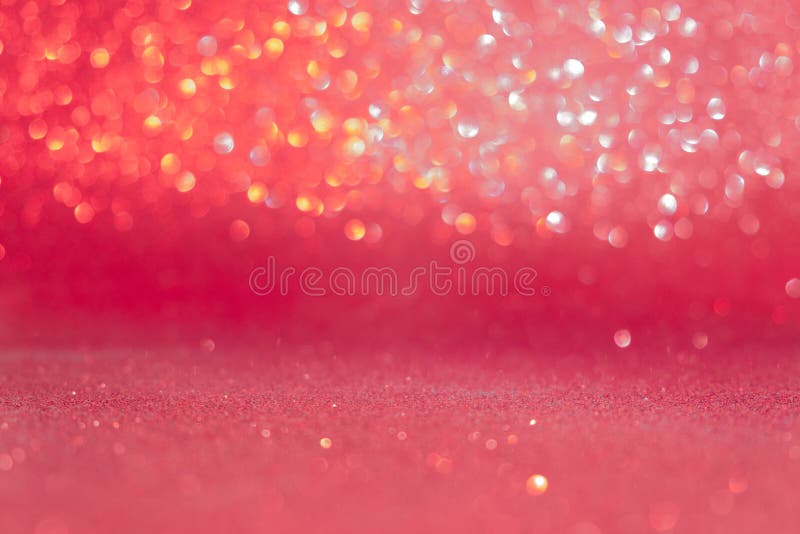 Abstract red sparkling bokeh background. Top horizontal view royalty free stock photo