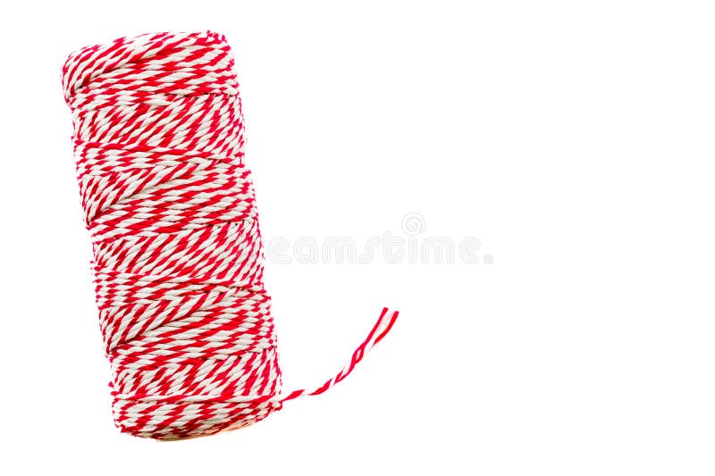 Abstract Red Wire Rope for Packing Box for Shipping on White Background