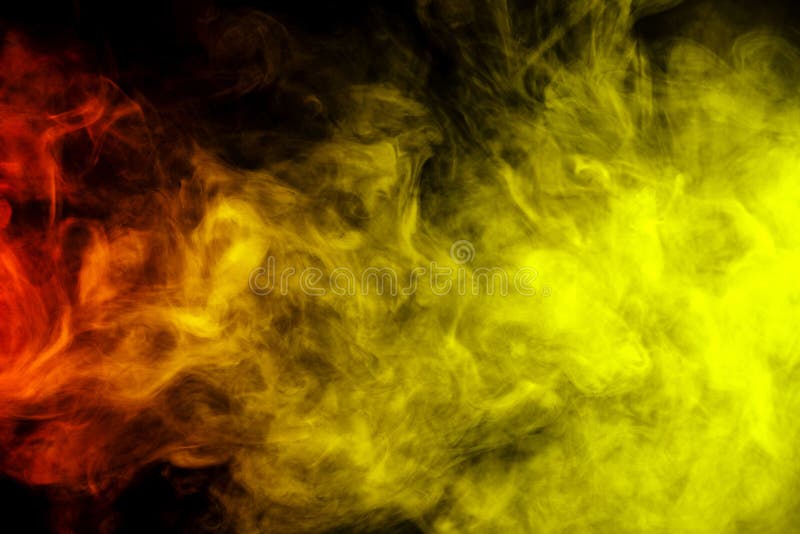 Abstract art. Colorful red and yellow smoke hookah on a black background. Background for Halloween. Texture fog. Design element. The concept of poison gas. Abstract art. Colorful red and yellow smoke hookah on a black background. Background for Halloween. Texture fog. Design element. The concept of poison gas.